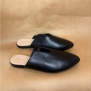Restricted Black Pointed Toe Flat Mules Loafers SZ 7.5